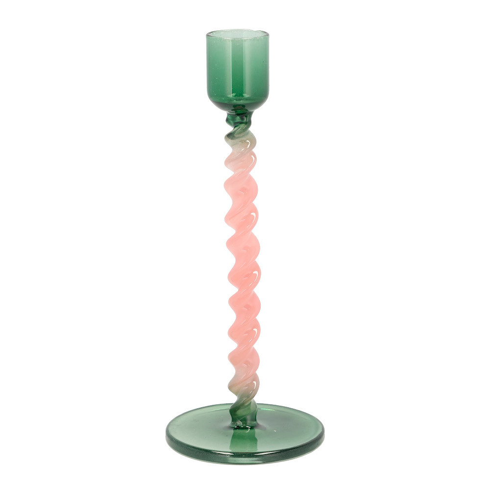 Läs mer om Villa Collection - Style Ljusstake Glas 16,3 cm Grön/Rosa