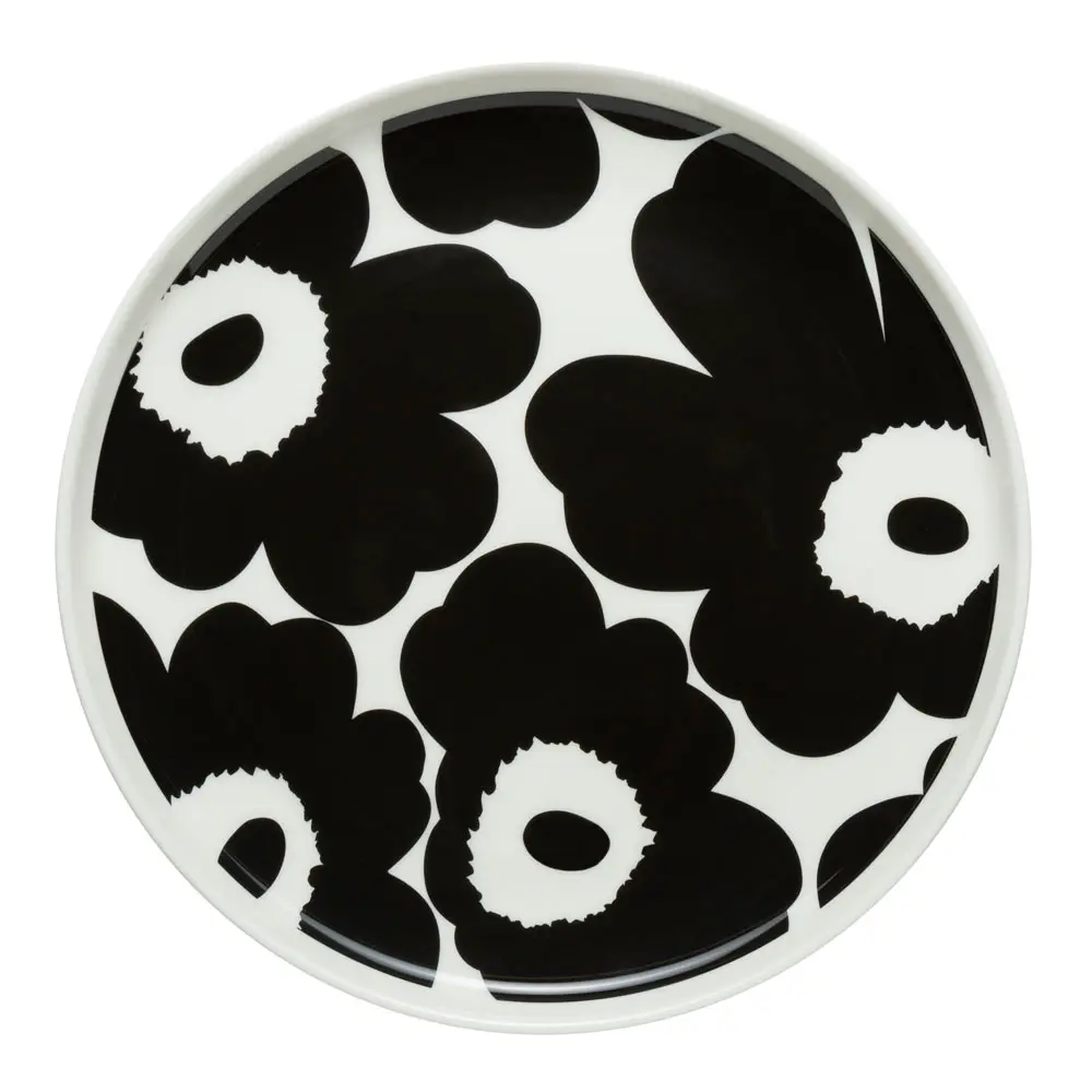 Oiva Unikko tallerken 20 cm svart/hvit