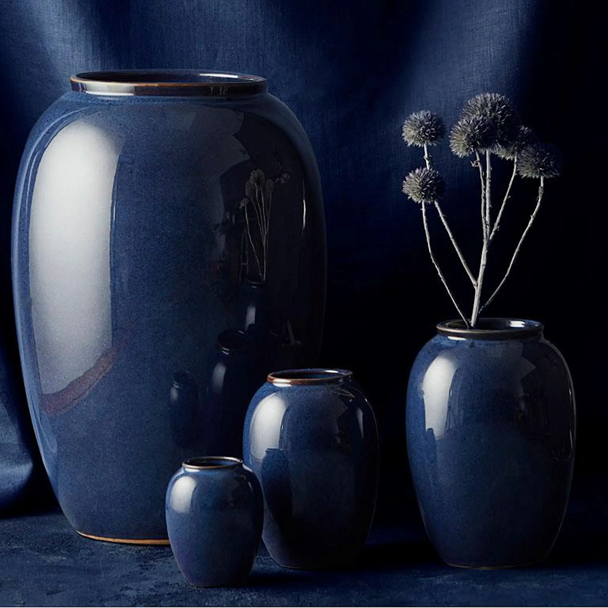 Bitz Keramikkvase 50 cm mørkeblå