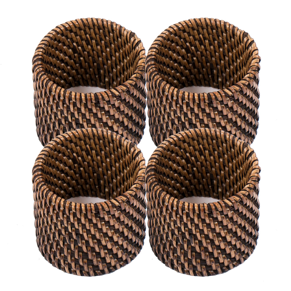 Ziczac – Rattan Servettring 4,5 cm 4-pack Brun