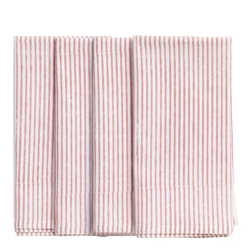 Stripete serviett 4 stk 50x50 cm rosa