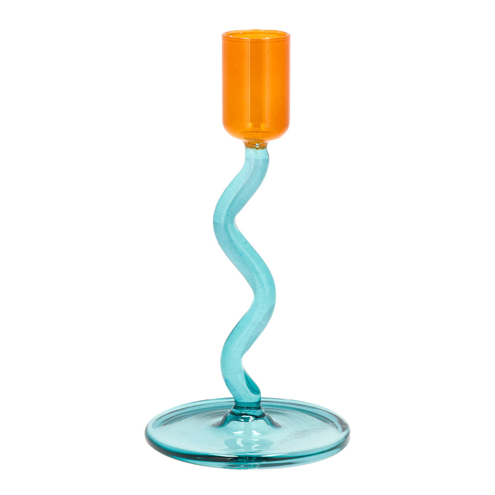 Läs mer om Villa Collection - Styles Ljusstake Glas 15,3 cm Blå/Amber