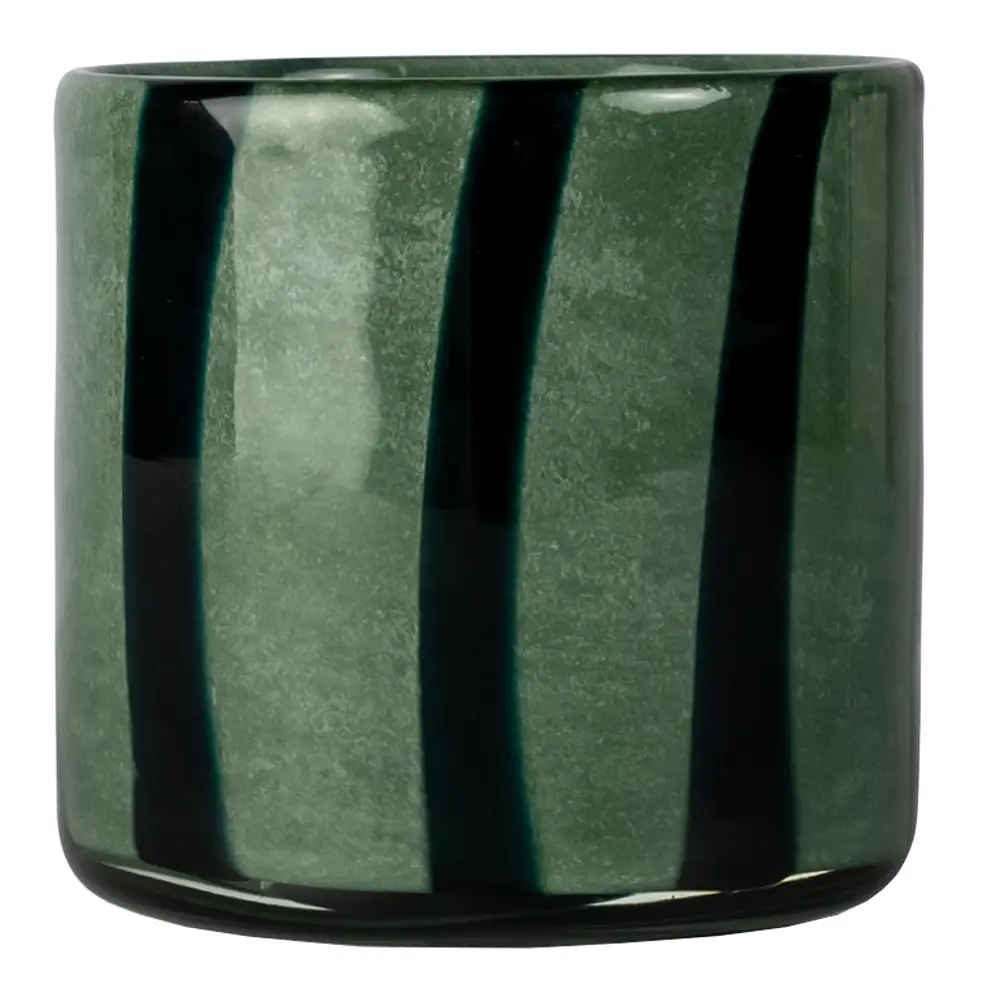 Calore lyslykt 10x10 cm grønn/svart stripe