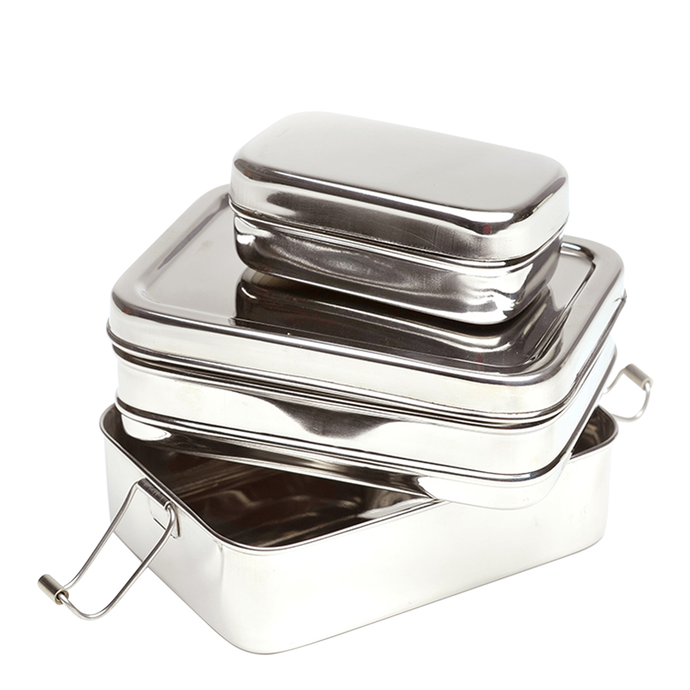 ECO lunchbox - Three-in-one matlåda 3 deler 917 ml rostfritt stål