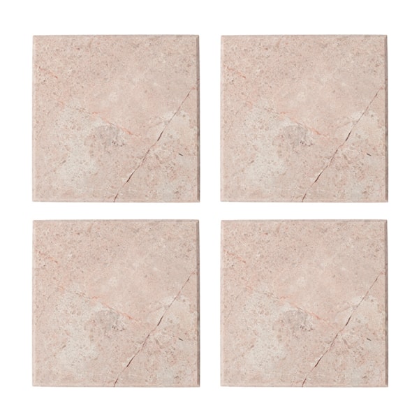 Marmor glasunderlägg 10x10 cm 4-pack rosa