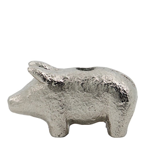 Pig ljusstake 8,5 cm antiksilver