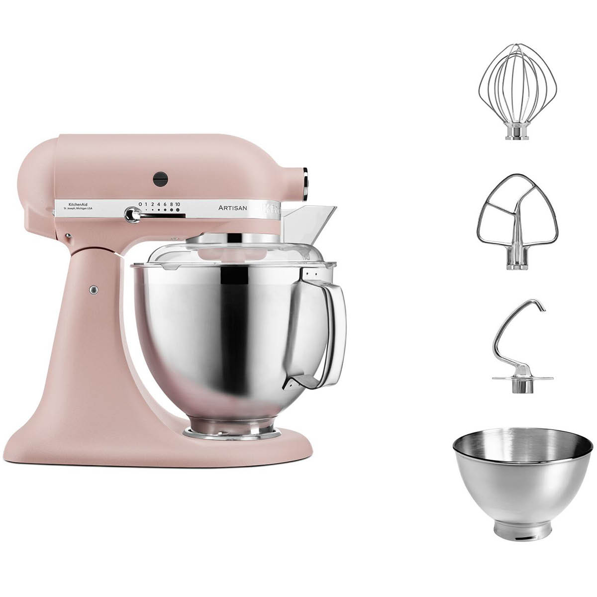 Läs mer om KitchenAid - Artisan 5Ksm185Ps Köksmaskin M/Fällbart Drivhuvud 4,8L Feather Pink