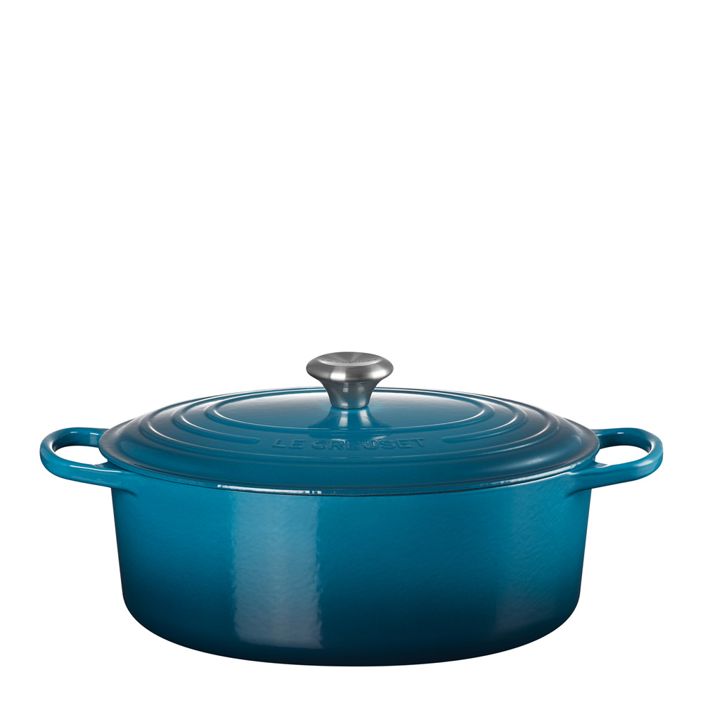 Le Creuset – Signature gjutjärnsgryta oval 31 cm 6,3 L deep teal