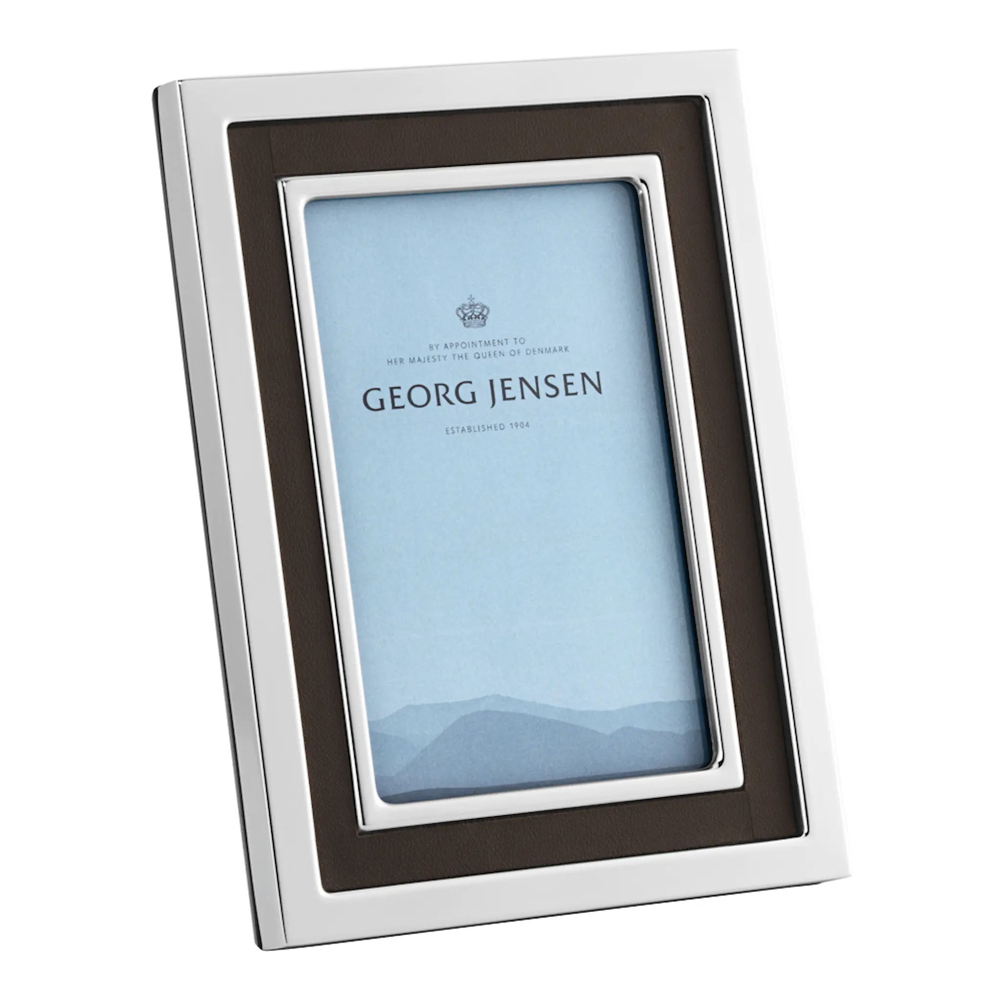 Georg Jensen Manhattan Fotoram Liten 20x15 cm Rostfritt stål/Läder/Skinn