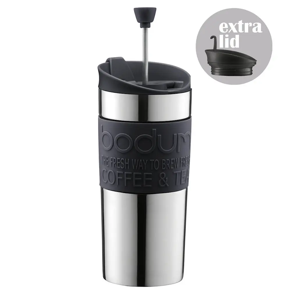 Travel mug termokopp m/ekstra lokk svart