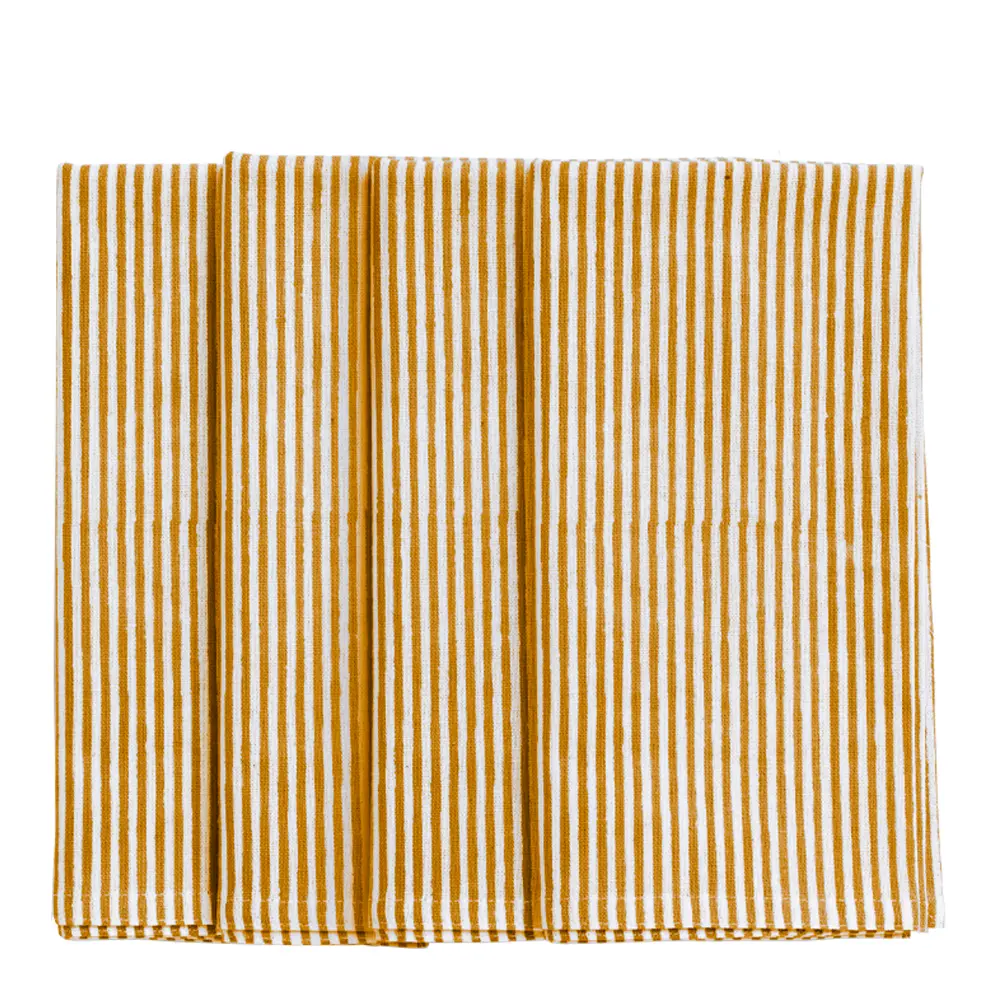 Stripete serviett 4 stk 50x50 cm løvegul