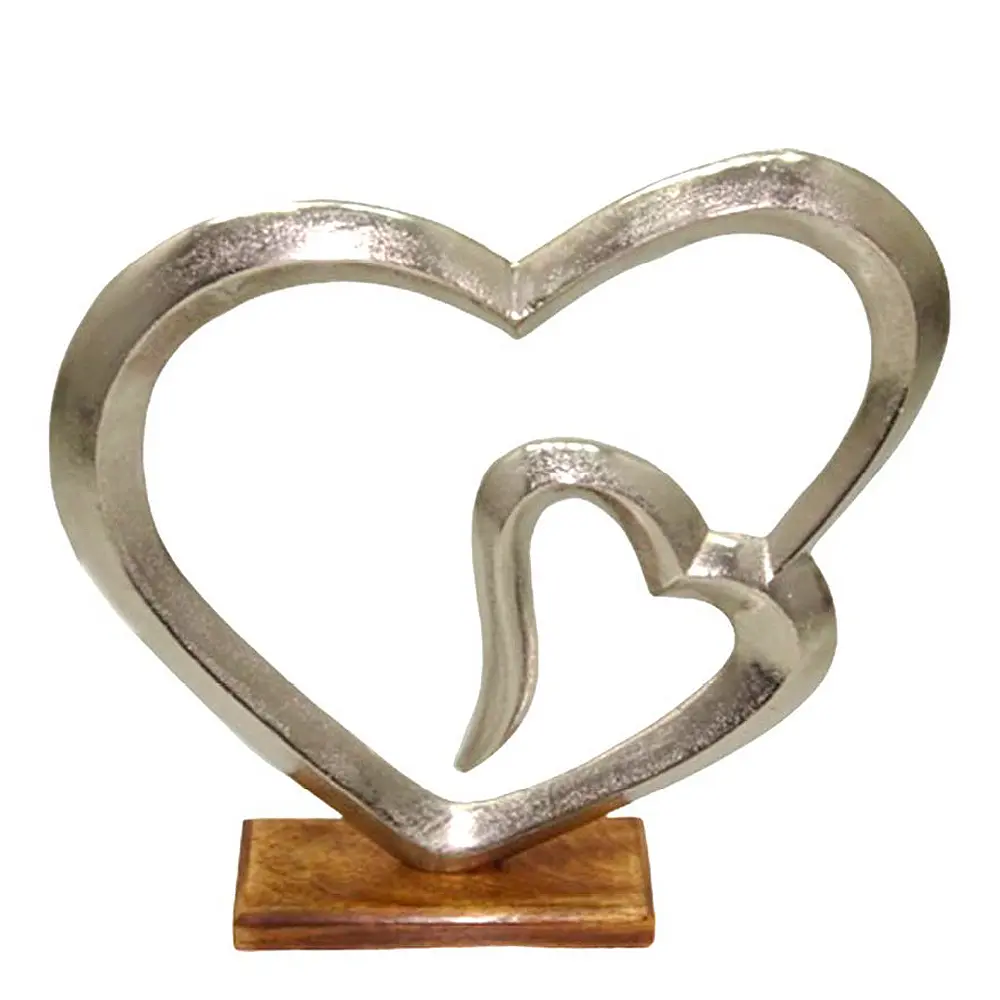 Helia skulptur dobbelt hjerte 43 cm aluminium