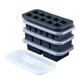 Souper Cubes Matförvaring och Lock Silikon Set 4-pack Grå