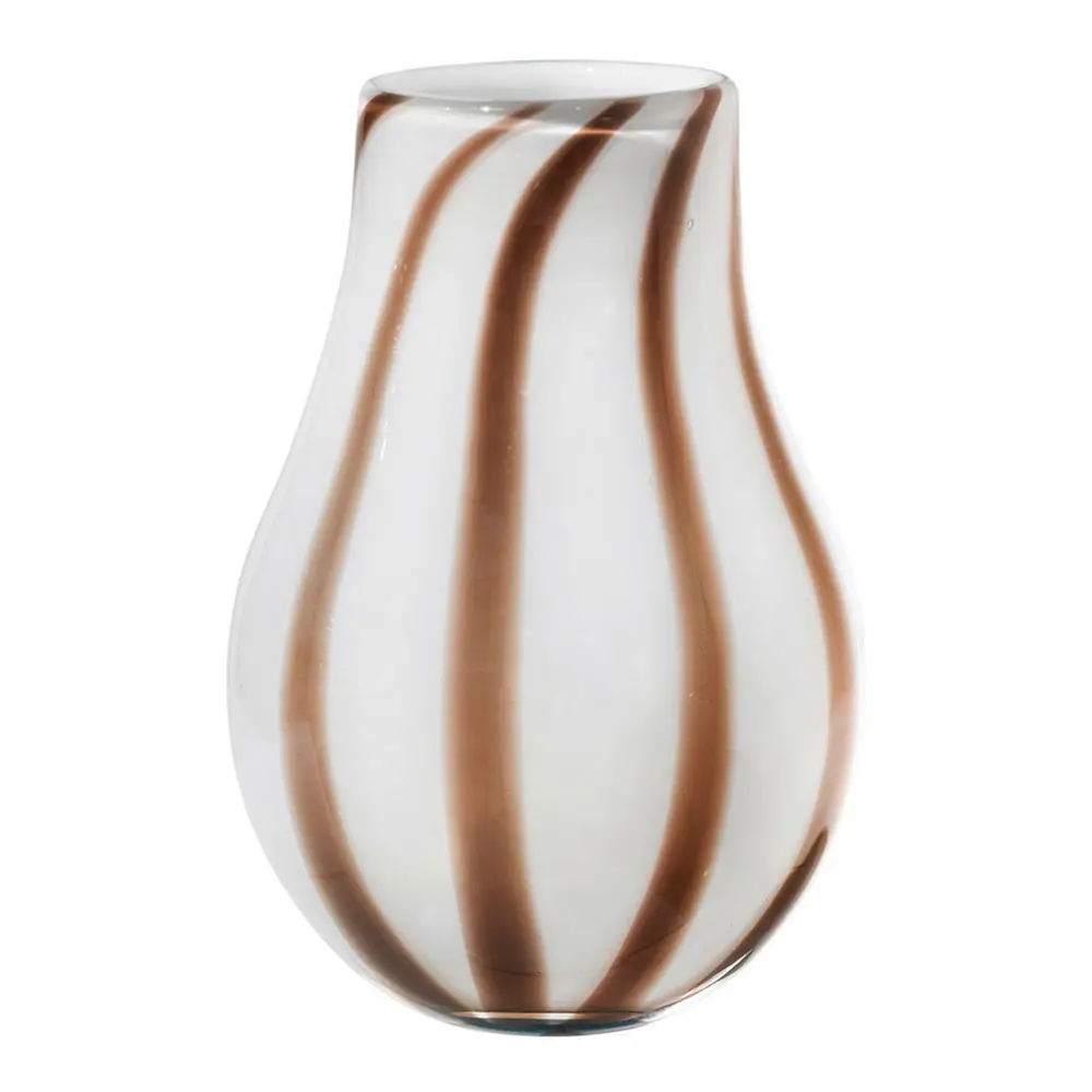 Ada Stripe vase 22,5 cm brun/hvit