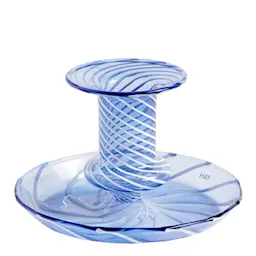 HAY Flare Stripe Kynttilänjalka 11x7,5 cm Sininen/Valkoinen