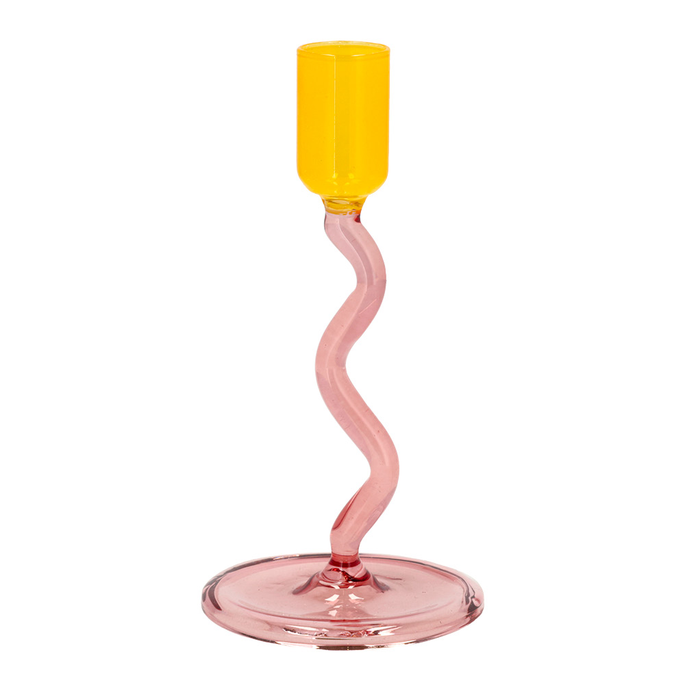 Läs mer om Villa Collection - Styles Ljusstake Glas 15,3 cm Rosa/Gul