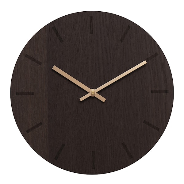 Dark Oak väggklocka 28 cm mörk ek med kopparvisare