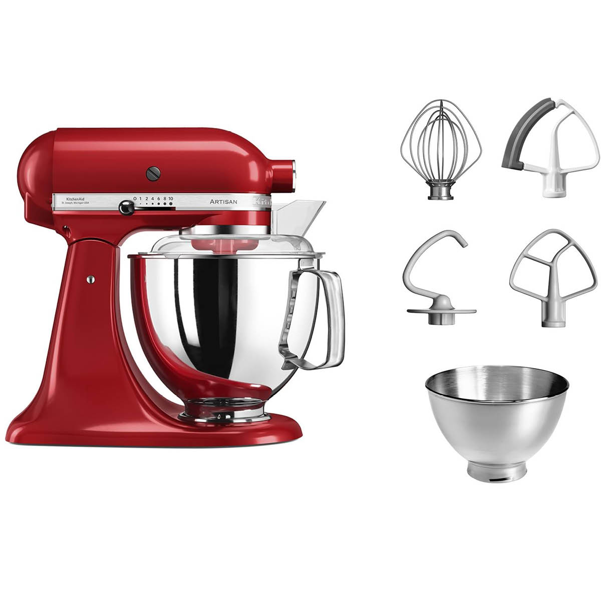 KitchenAid – KitchenAid Artisan Köksmaskin 4,8 + 3 L Röd