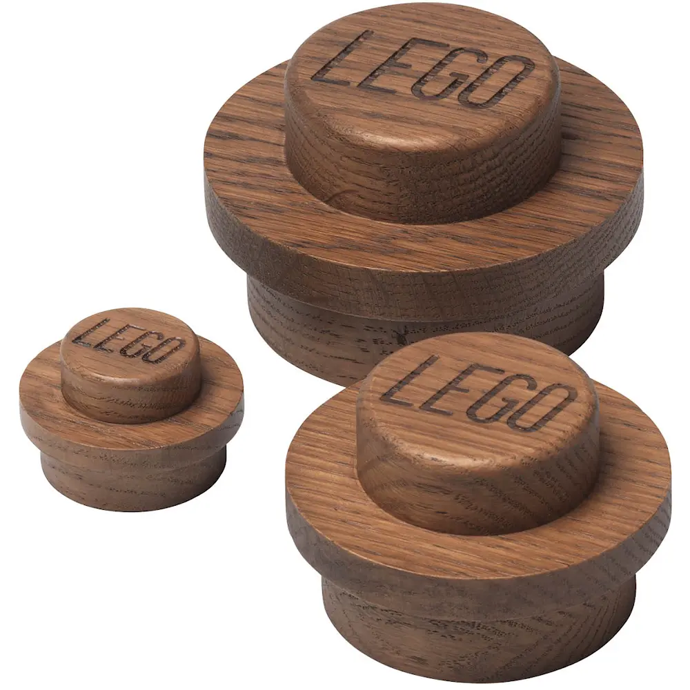 Wooden collection LEGO® 1x1 knagger 3 stk mørkbeiset eik
