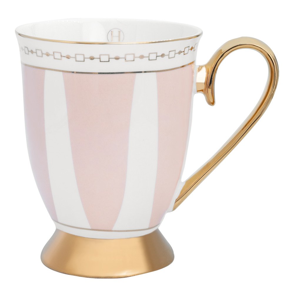 Hilke – Strisce Mugg 28 cl Rosa/Guld