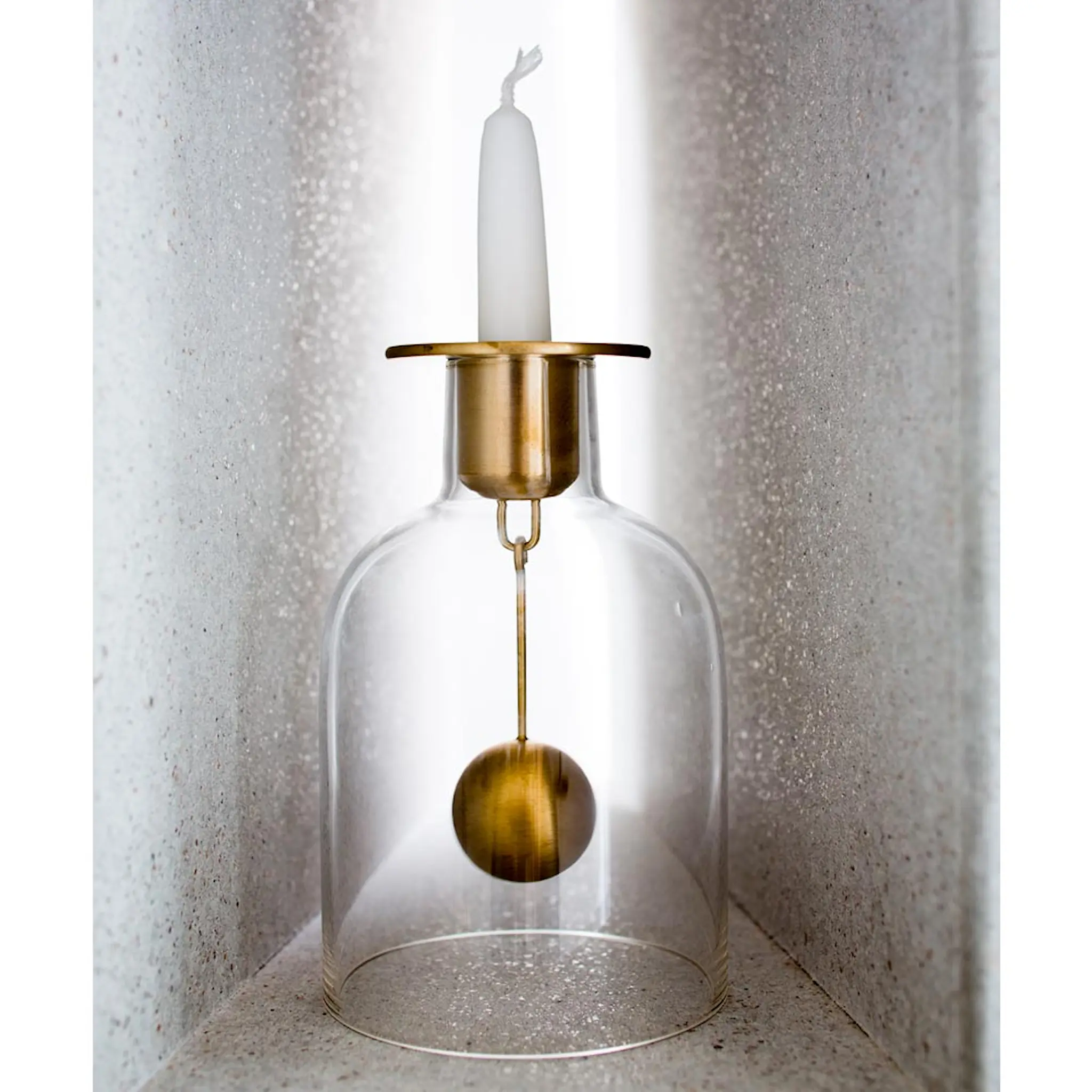Klong Bell Ljusstake Mässing/glas 12 cm
