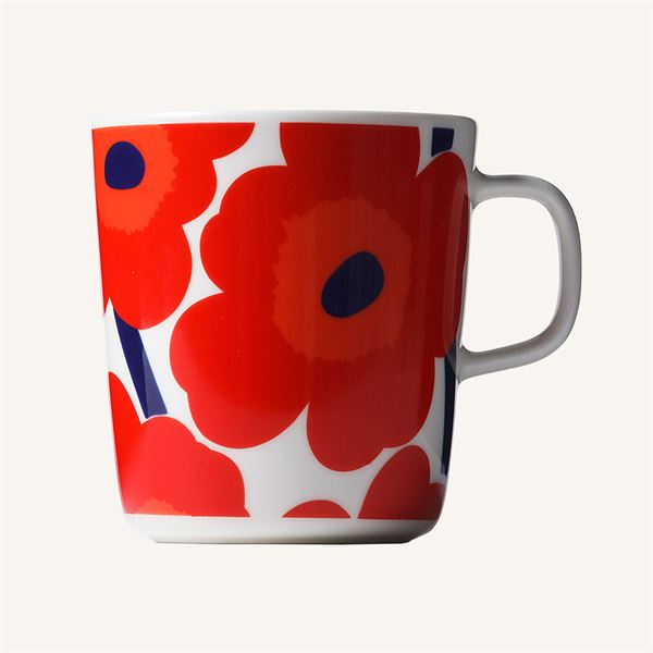 Marimekko – Oiva Unikko mugg 40 cl vit/röd