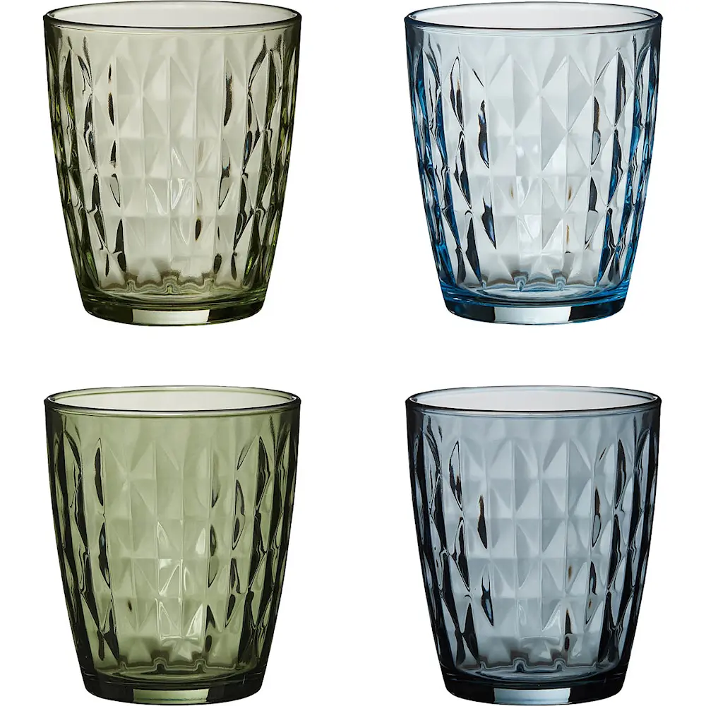 Mosaic vannglass 34 cl 4 stk shades of blue/green