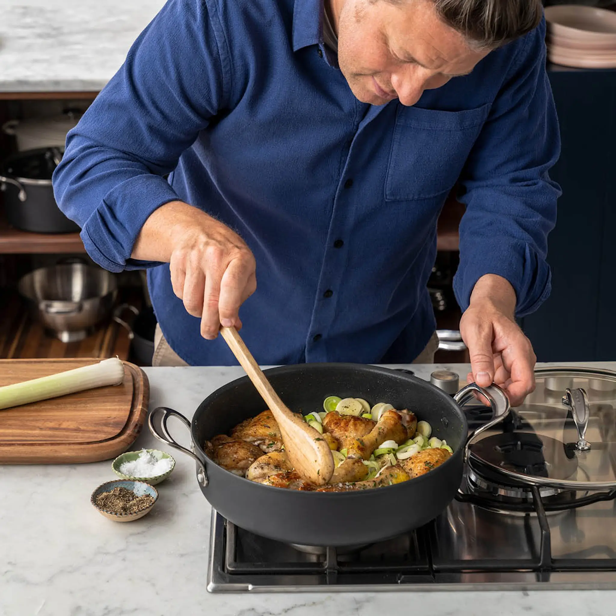 Tefal Jamie Oliver Stekgryta Tefal Cook's Classic Hard Anodized med lock 30 cm