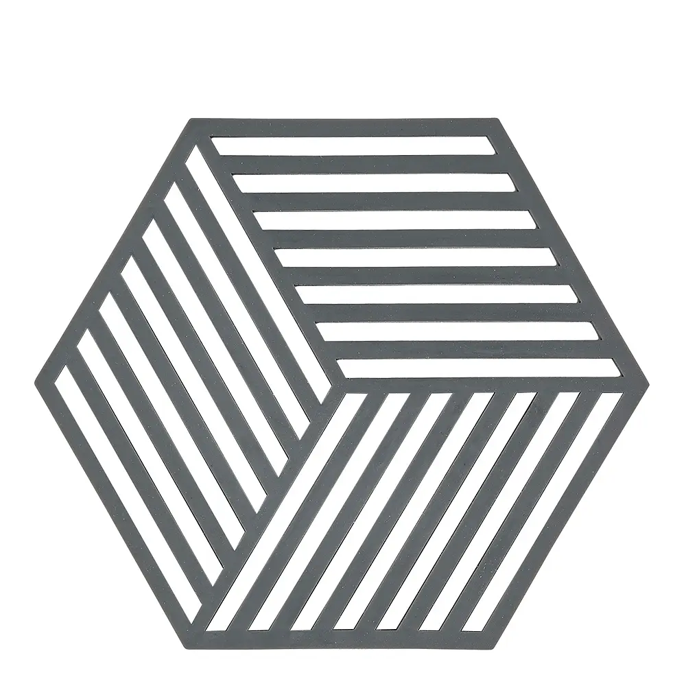 Hexagon grytunderlag silikon 16 cm grå