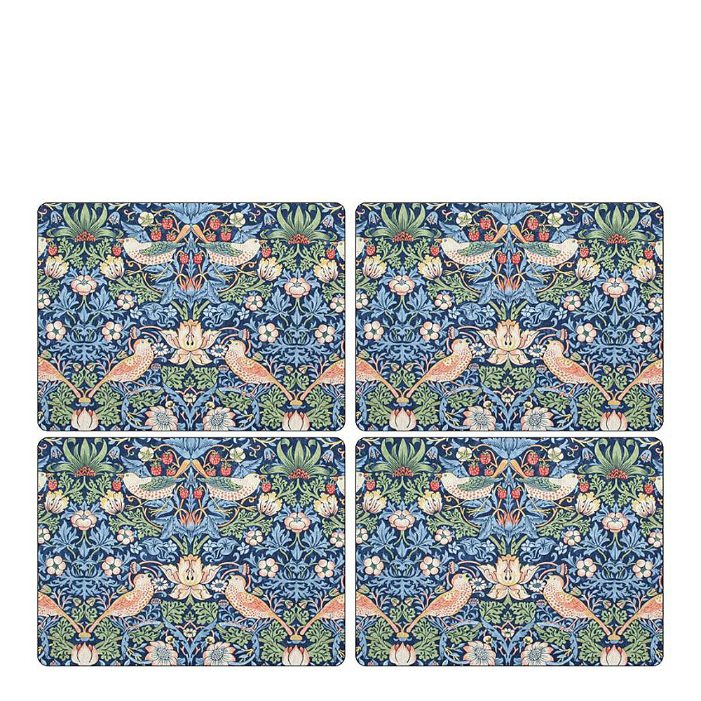 Morris & Co - Strawberry Thief Tablett 30x40 cm 4-pack Blå