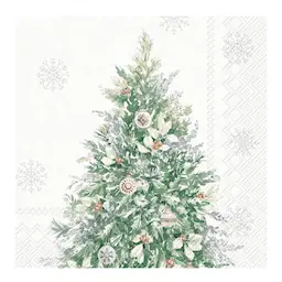 Ihr Serviett Simple Season Tree 33x33 cm 20 stk cream/grønn