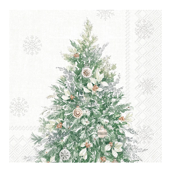 Servett Simple Season Tree 33x33 cm 20-pack Cream/Grön