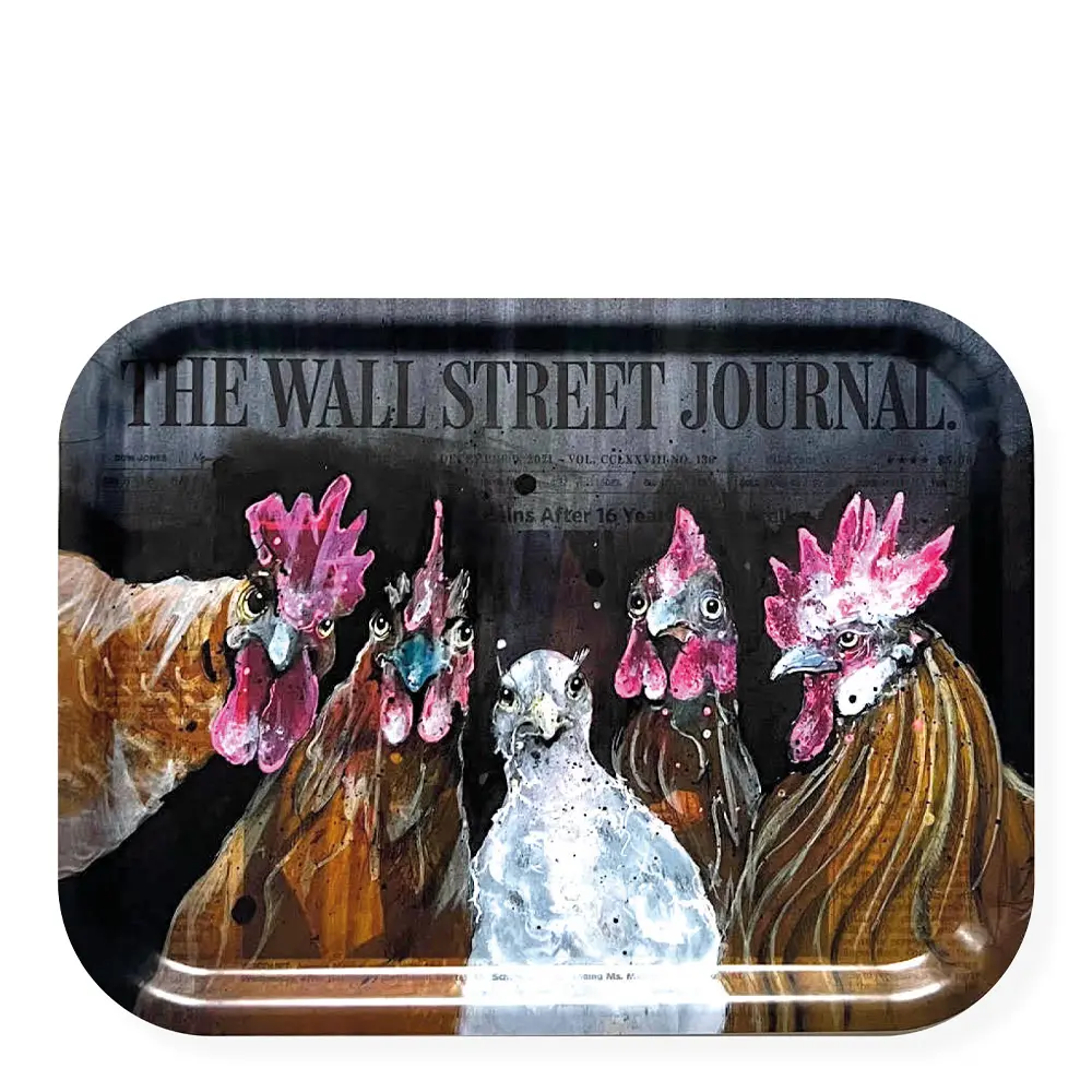 Bordbrikke Roosters of Wall Street 28x36 cm svart
