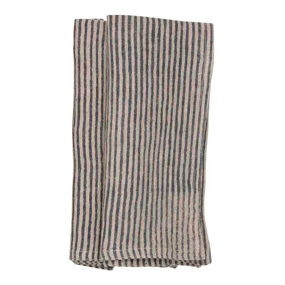 Stripe serviett lin 50x50 cm blå