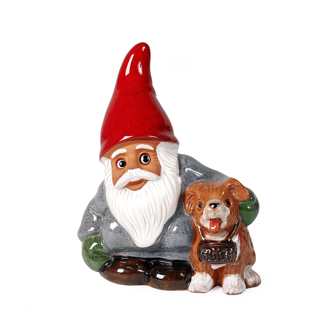 ROLF BERG KERAMIK – Tomte med hund 14 cm