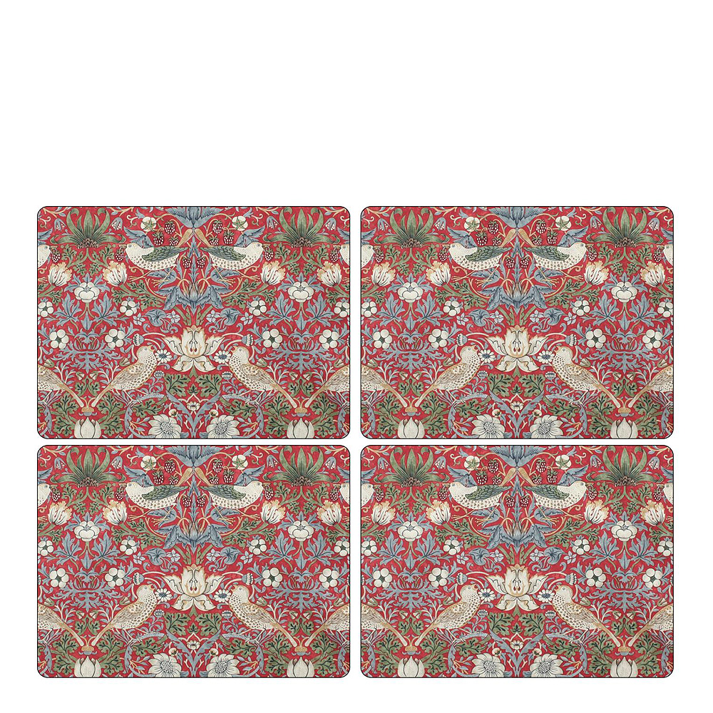 Morris & Co - Strawberry Thief Tablett 30x40 cm 4-pack Röd