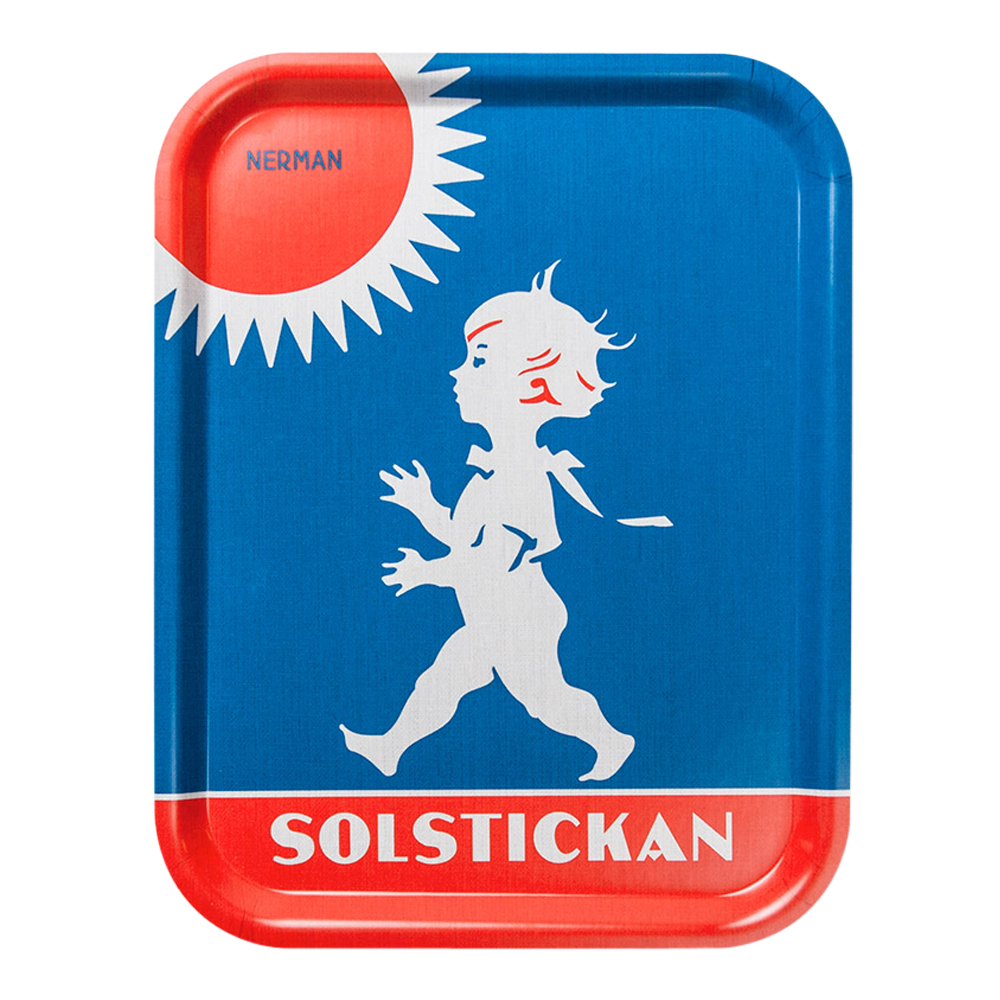 SOLSTICKAN – Bricka 27×20 cm Blå/Röd