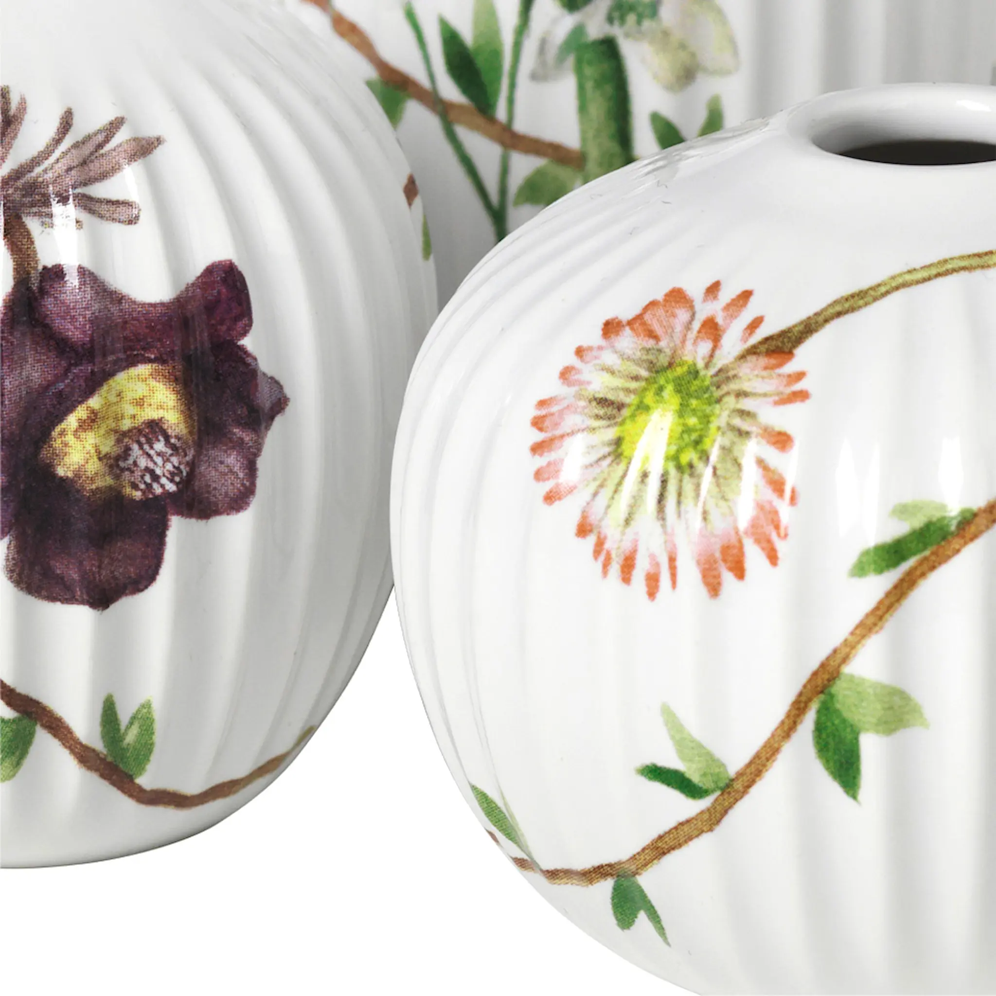 Kähler Hammershøi Spring vase 3 stk miniatyr hvit m/dekor