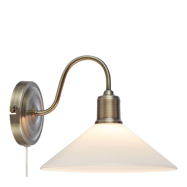 Vela vägglampa 21 cm antik mässing/vit