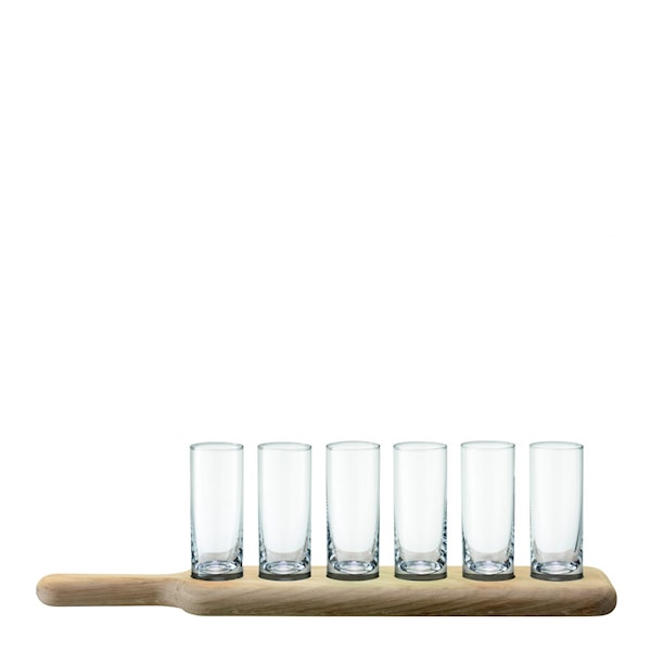 Vodka shotglas 6-pack med bricka klarglas