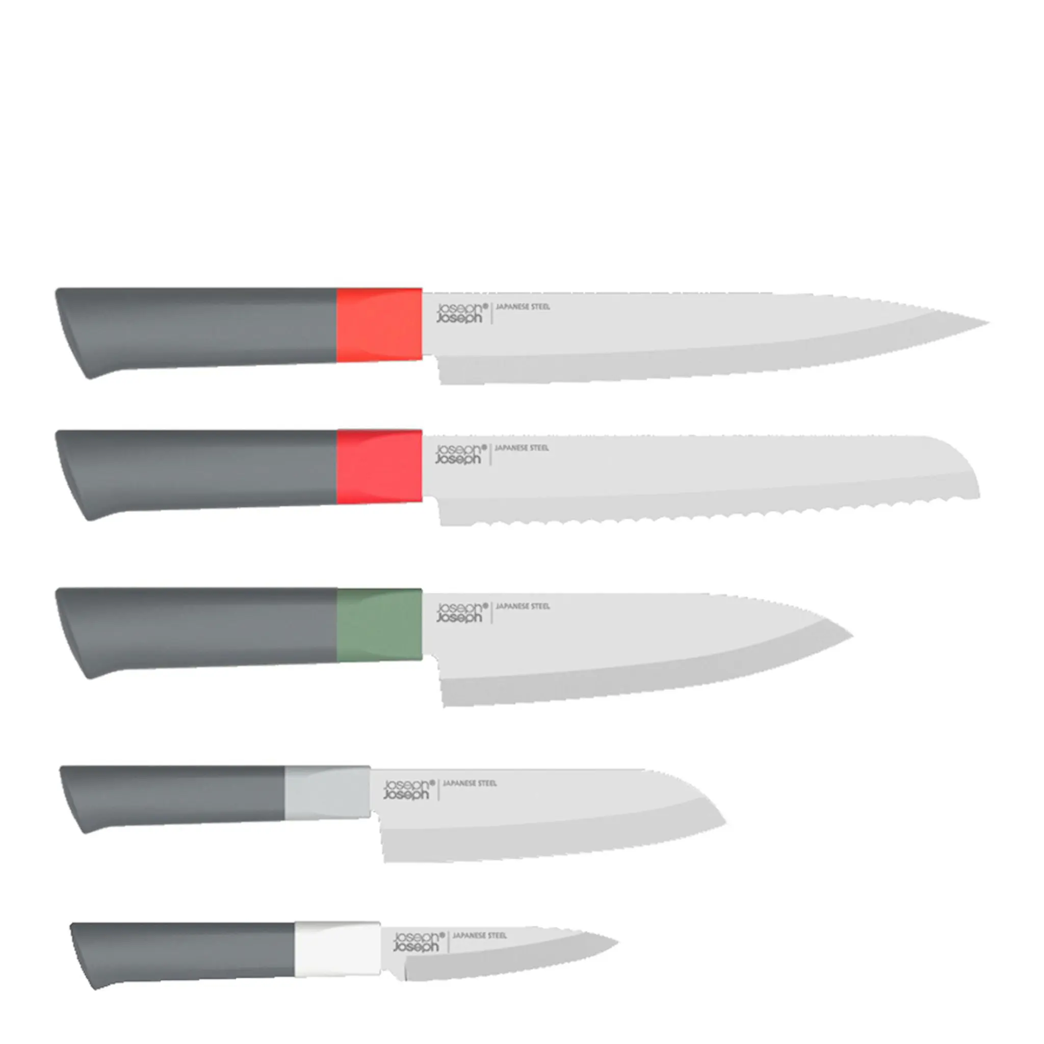 Joseph Joseph Duo knivblokk 6 deler rød/grønn