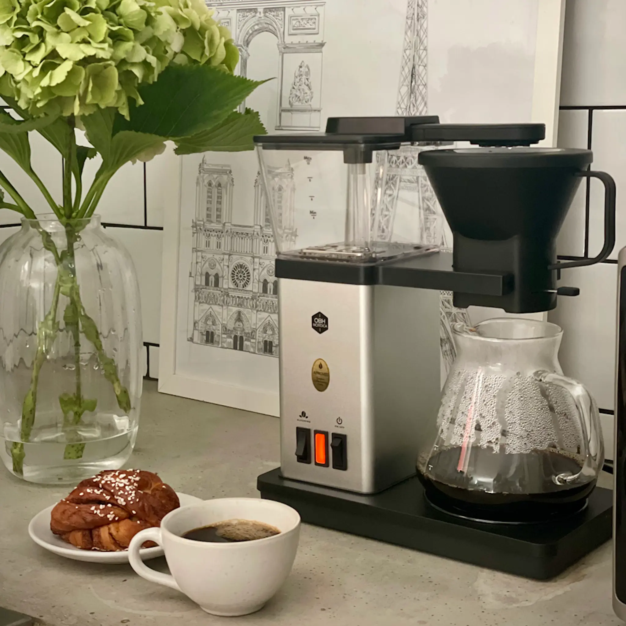 OBH Nordica Blooming Kahvinkeitin 1,25 L Hopea