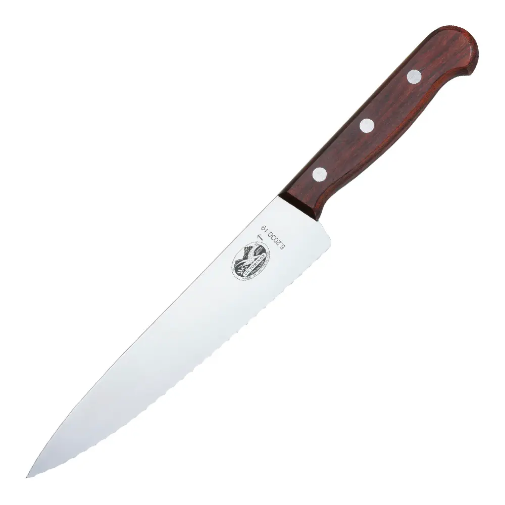 Kebony kokkekniv bølget 25 cm brun