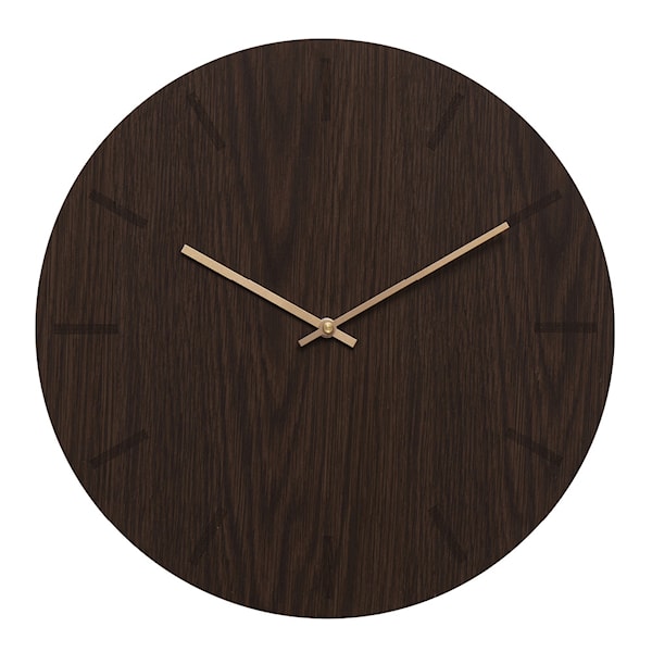 Dark Oak väggklocka 38 cm mörk ek med kopparvisare