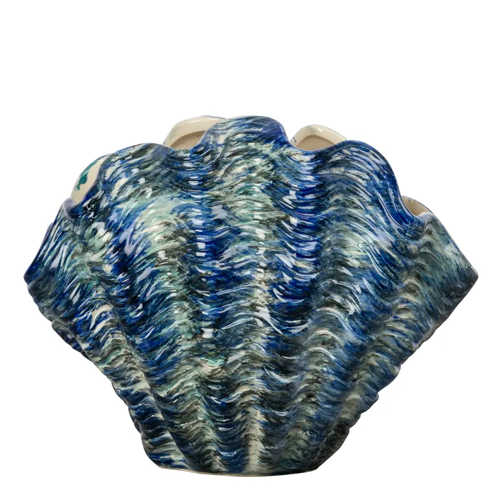 Mireya vase skjell 27x18 cm blå/grå
