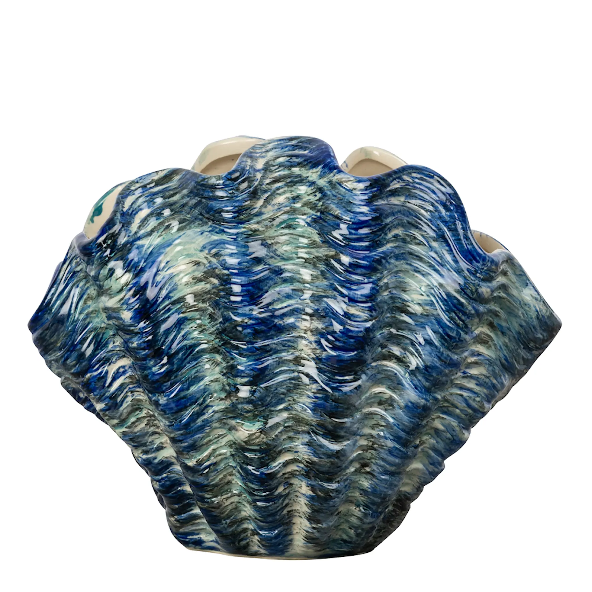 ByOn Mireya vase skjell 27x18 cm blå/grå