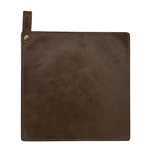 Leather grytlapp 21x21 cm brun