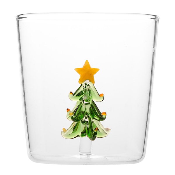 Jul glas med figur 35 cl julgran klar