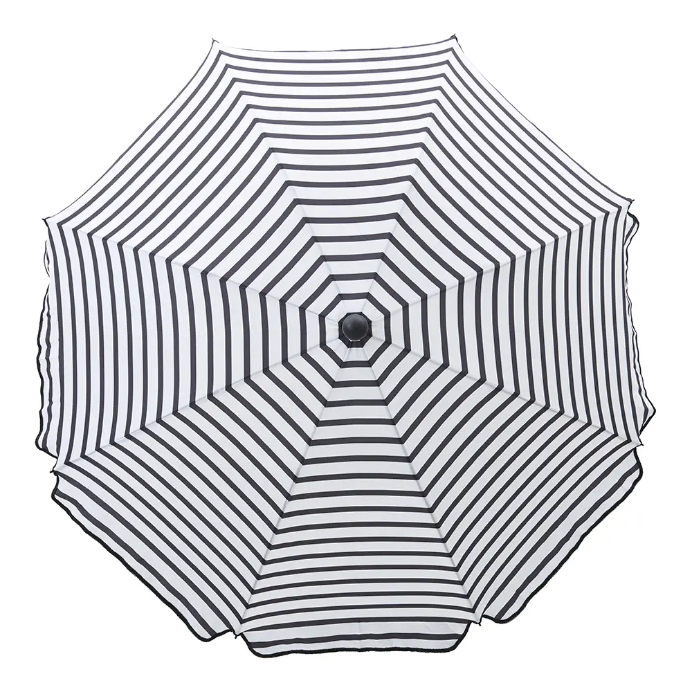Oktogon strandparaply 180 cm svart/hvit