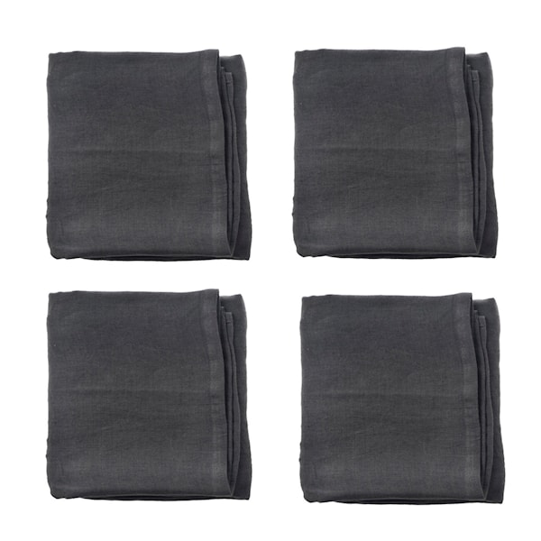 Raw Linneservetter 4-pack 45x45 cm Mörkgrå